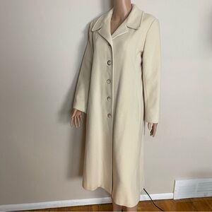 LUXURIOUS! Women's AMICALE Ivory 100% PURE CASHMERE Long COAT